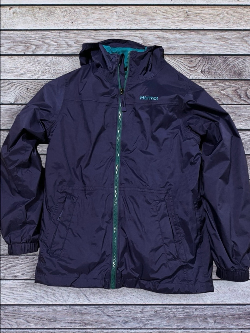 Marmot Precip Eco 3-in-1 blue jacket with Teal Trim large